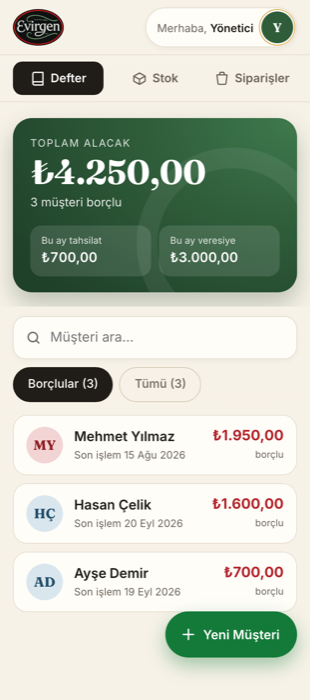 Evirgen Muhasebe — customer ledger list